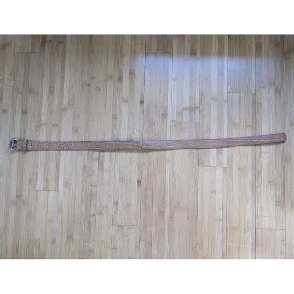 Vtg Genuine Leather Belt Sz L Tan Elephant Style Embossed Made in USA Western - Picture 2 of 5